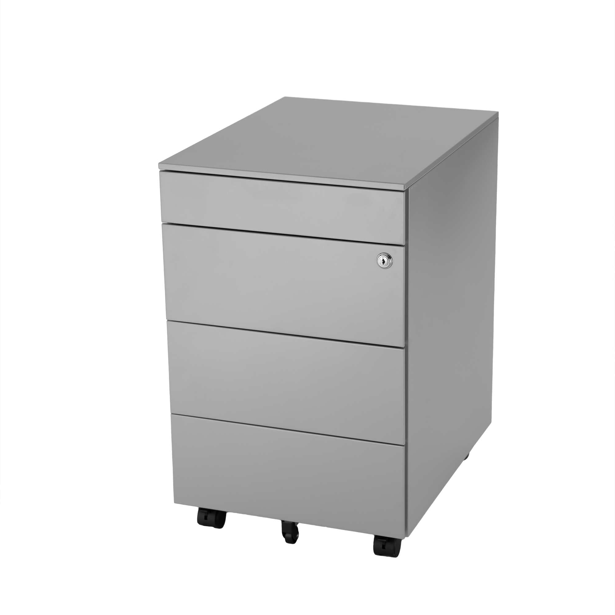 Metalowy kontener mobilny z tacą na długopisy