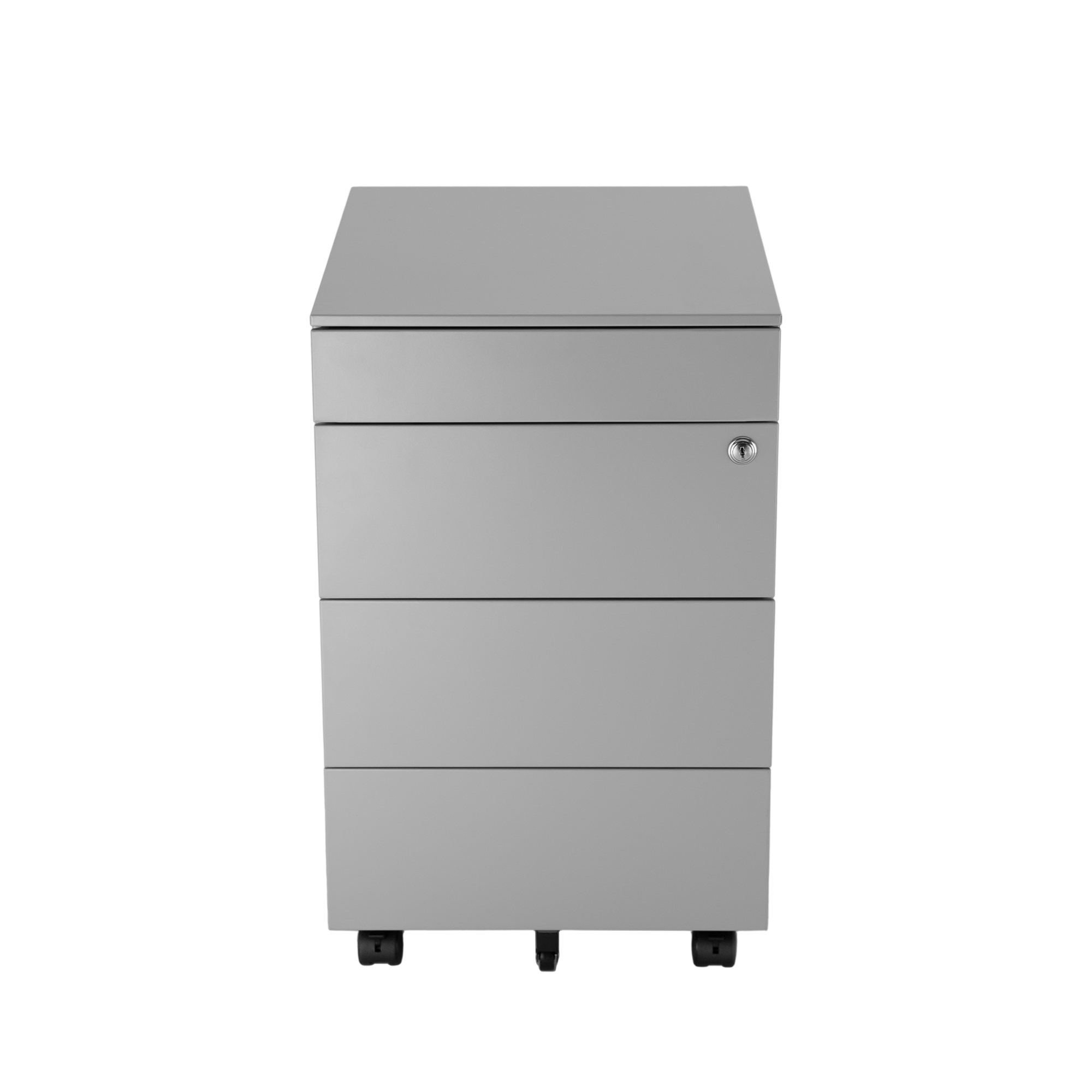 Metalowy kontener mobilny z tacą na długopisy