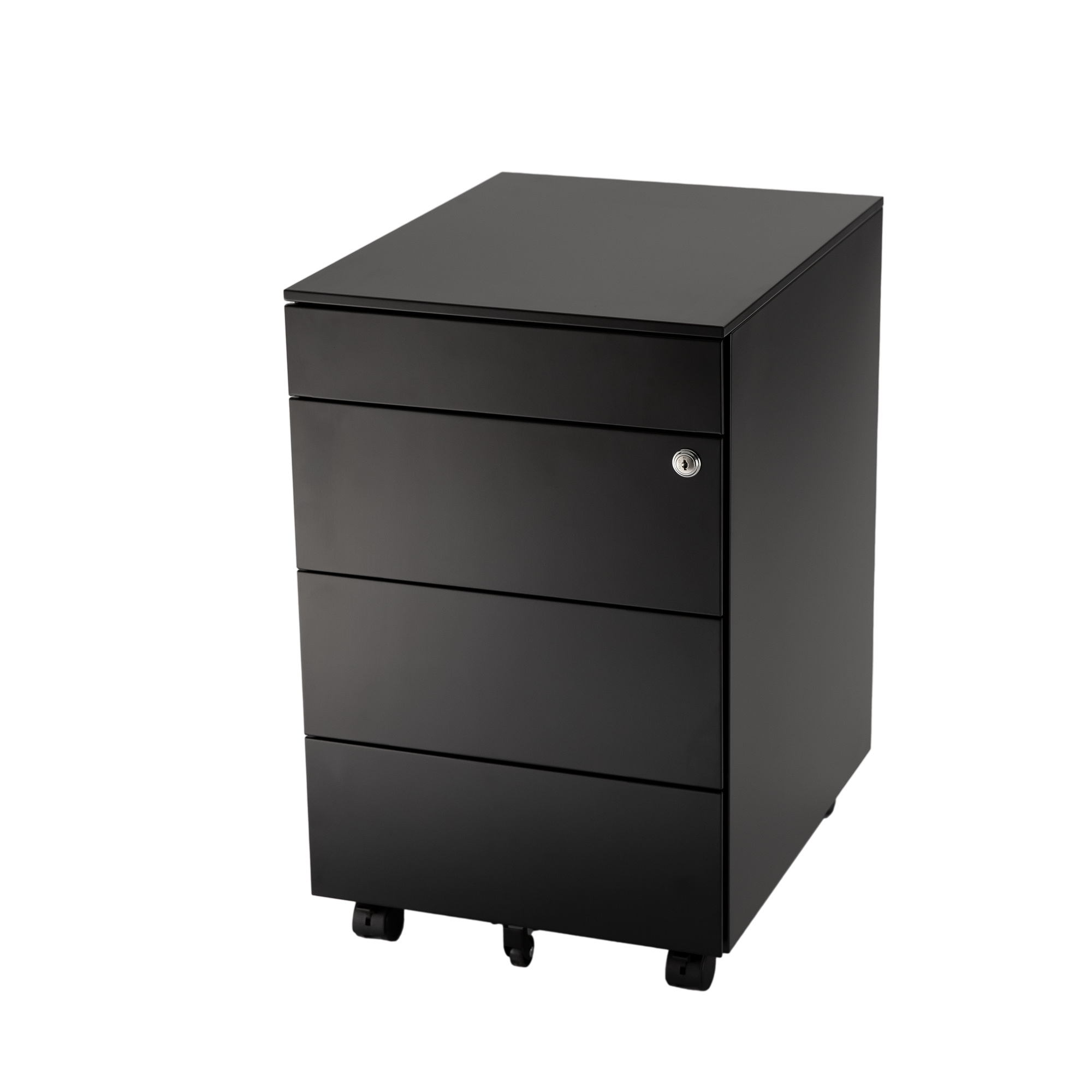 Metalowy kontener mobilny z tacą na długopisy